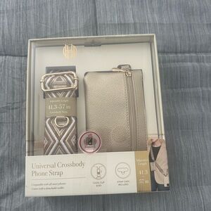 House of Harlow 1960 Metallic Gold Crossbody Phone Strap & Detachable Wallet